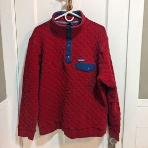 Patagonia WW Quilted Fleece Jacket - Quarter Button Up - XXL Marooon and Navy